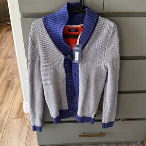 Bakers Men's Cardigan in Blue and White